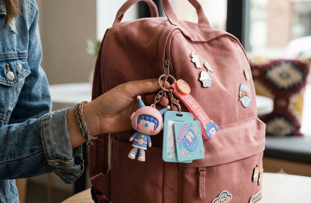 Key Chain fob fashion toy doll Rubber Good Luck whimsy girl bag backpack NEW